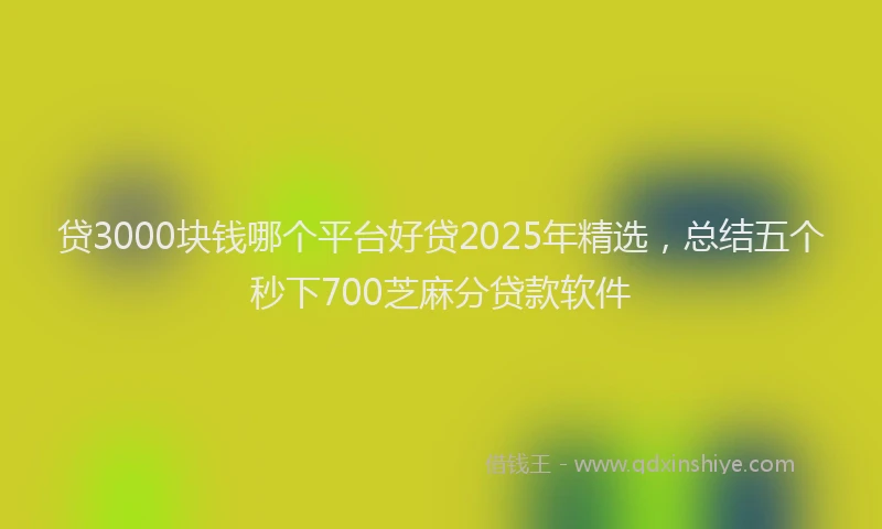 贷3000块钱哪个平台好贷2025年精选，总结五个秒下700芝麻分贷款软件