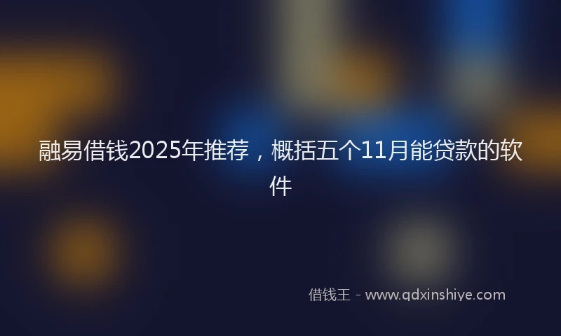 融易借钱2025年推荐，概括五个11月能贷款的软件