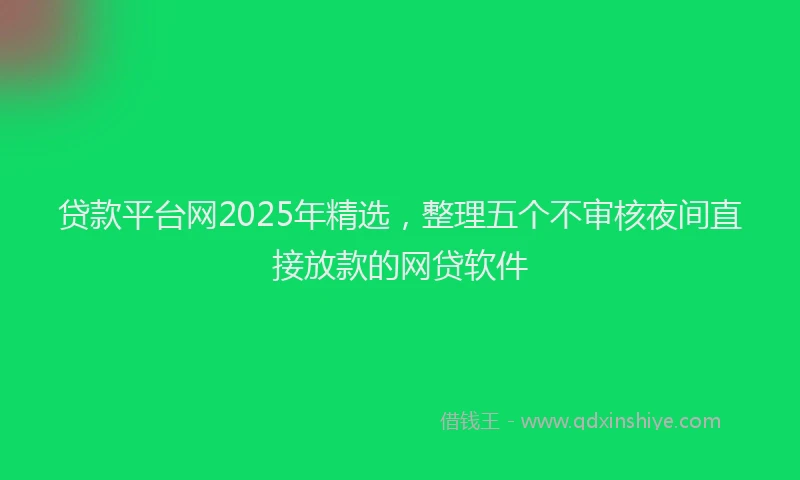 贷款平台网2025年精选，整理五个不审核夜间直接放款的网贷软件