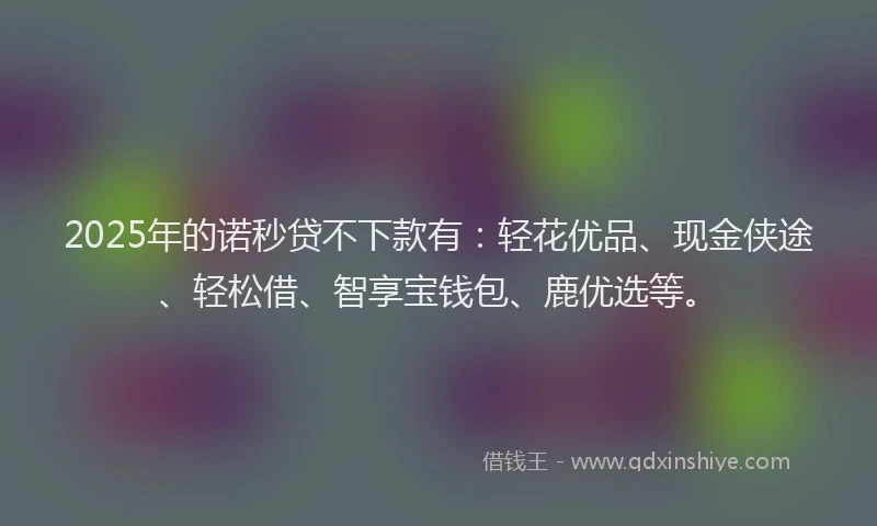 2025年的诺秒贷不下款有：轻花优品、现金侠途、轻松借、智享宝钱包、鹿优选等。