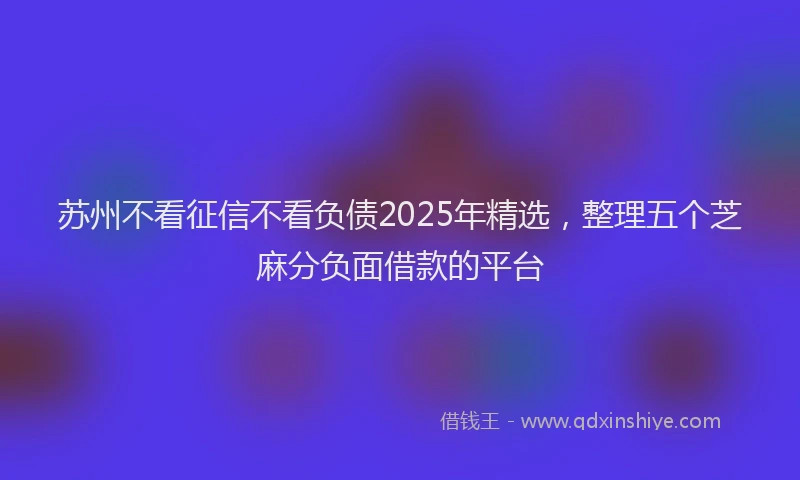 苏州不看征信不看负债2025年精选，整理五个芝麻分负面借款的平台