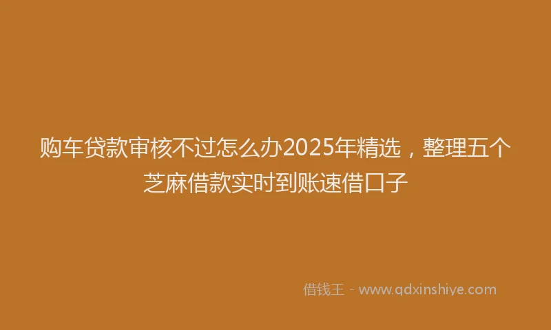 购车贷款审核不过怎么办2025年精选，整理五个芝麻借款实时到账速借口子