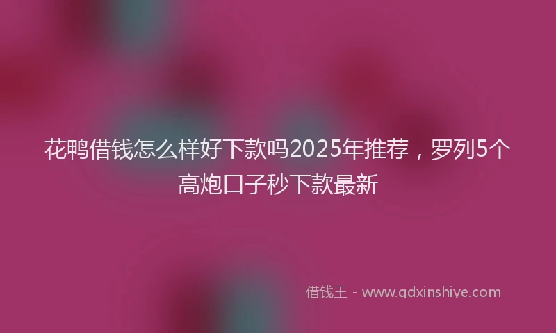 花鸭借钱怎么样好下款吗2025年推荐，罗列5个高炮口子秒下款最新
