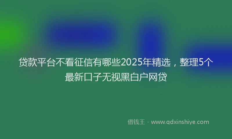 贷款平台不看征信有哪些2025年精选，整理5个最新口子无视黑白户网贷