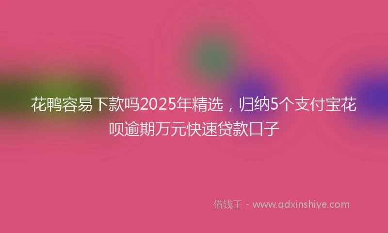 花鸭容易下款吗2025年精选，归纳5个支付宝花呗逾期万元快速贷款口子