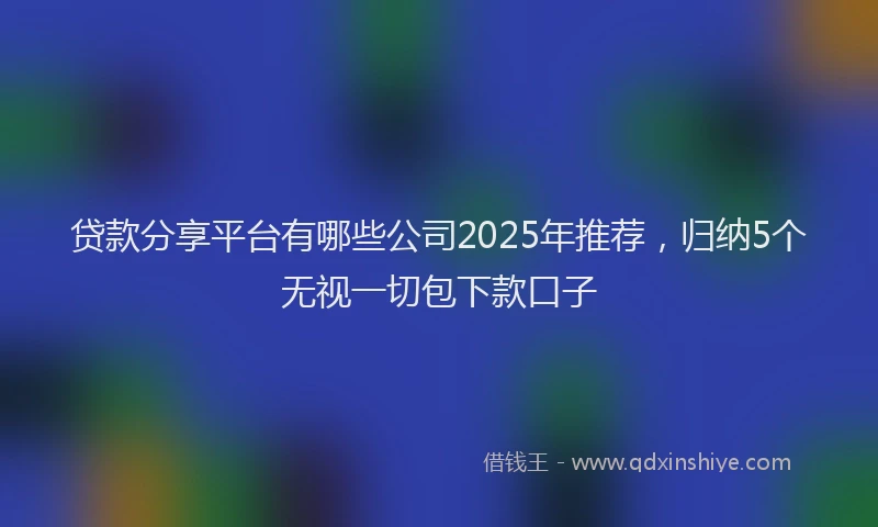贷款分享平台有哪些公司2025年推荐，归纳5个无视一切包下款口子