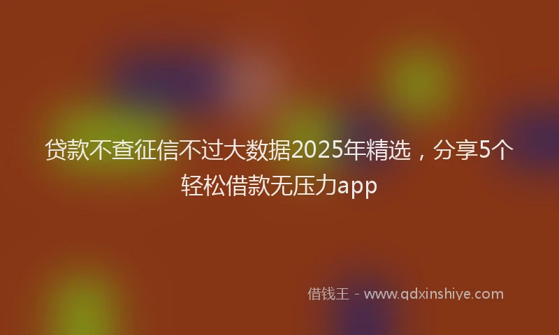 贷款不查征信不过大数据2025年精选，分享5个轻松借款无压力app