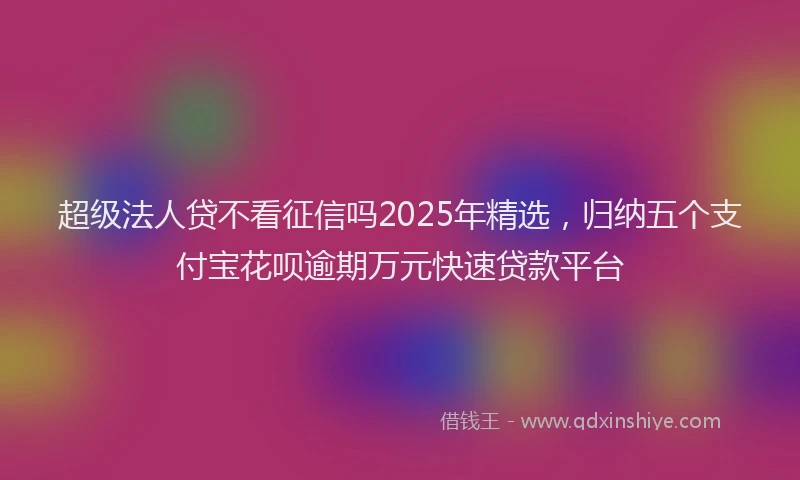 超级法人贷不看征信吗2025年精选，归纳五个支付宝花呗逾期万元快速贷款平台
