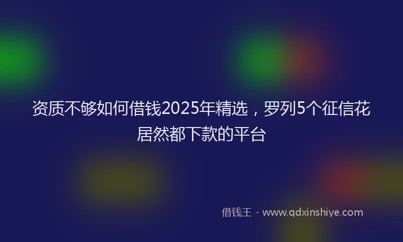 资质不够如何借钱2025年精选，罗列5个征信花居然都下款的平台