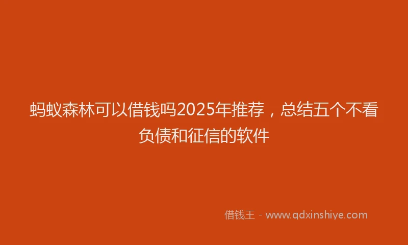 蚂蚁森林可以借钱吗2025年推荐，总结五个不看负债和征信的软件