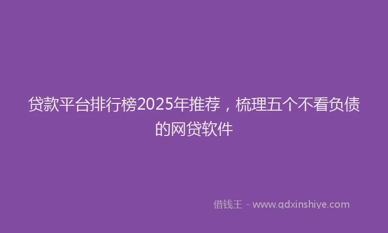 贷款平台排行榜2025年推荐，梳理五个不看负债的网贷软件