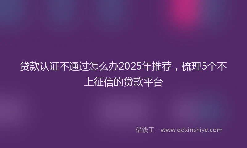 贷款认证不通过怎么办2025年推荐，梳理5个不上征信的贷款平台