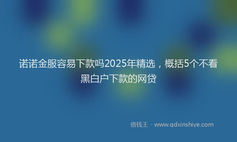 诺诺金服容易下款吗2025年精选，概括5个不看黑白户下款的网贷