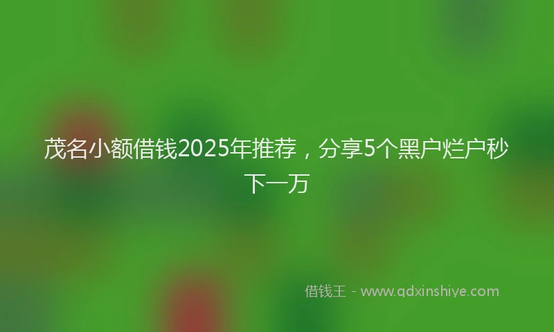 茂名小额借钱2025年推荐，分享5个黑户烂户秒下一万