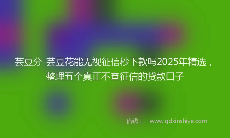 芸豆分-芸豆花能无视征信秒下款吗2025年精选，整理五个真正不查征信的贷款口子
