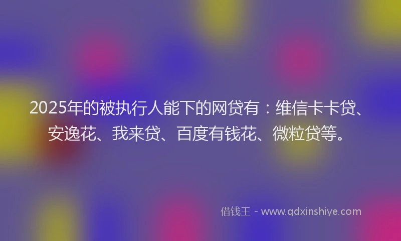 2025年的被执行人能下的网贷有：维信卡卡贷、安逸花、我来贷、百度有钱花、微粒贷等。