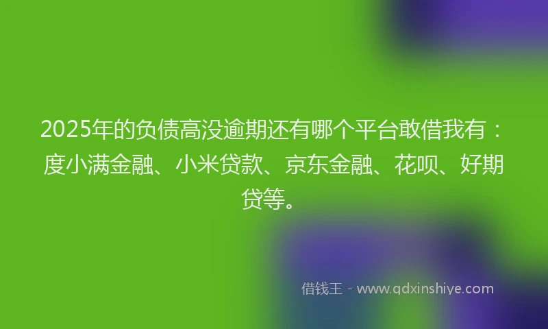 2025年的负债高没逾期还有哪个平台敢借我有：度小满金融、小米贷款、京东金融、花呗、好期贷等。