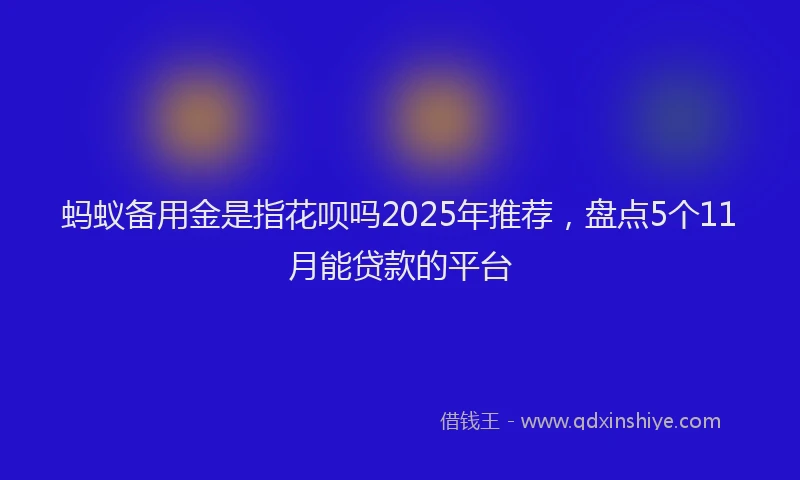 蚂蚁备用金是指花呗吗2025年推荐，盘点5个11月能贷款的平台