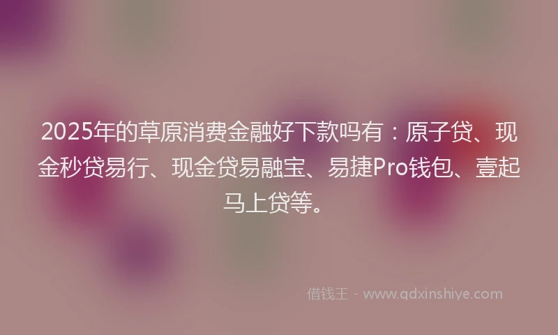 2025年的草原消费金融好下款吗有：原子贷、现金秒贷易行、现金贷易融宝、易捷Pro钱包、壹起马上贷等。