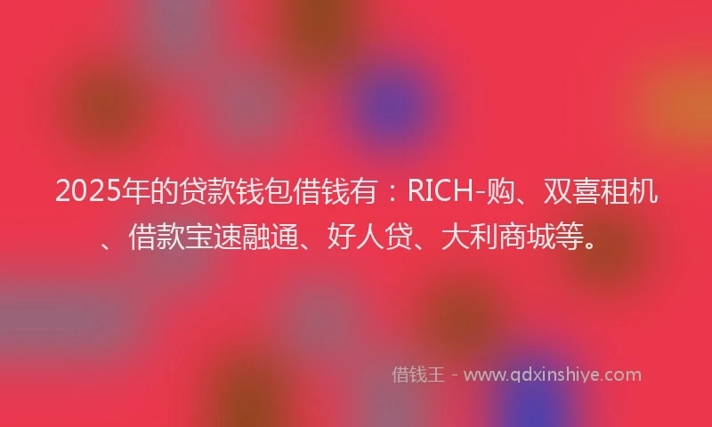 2025年的贷款钱包借钱有：RICH-购、双喜租机、借款宝速融通、好人贷、大利商城等。