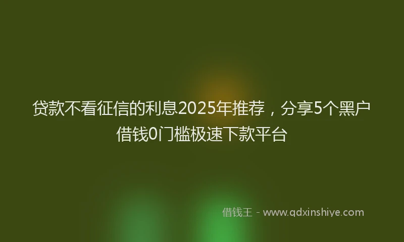贷款不看征信的利息2025年推荐，分享5个黑户借钱0门槛极速下款平台