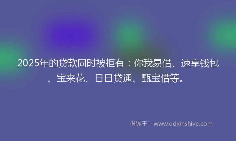 2025年的贷款同时被拒有：你我易借、速享钱包、宝来花、日日贷通、甄宝借等。