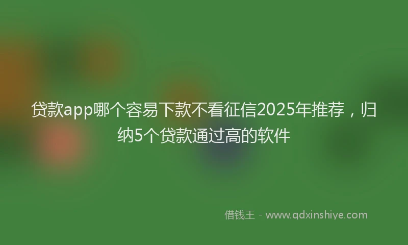 贷款app哪个容易下款不看征信2025年推荐，归纳5个贷款通过高的软件