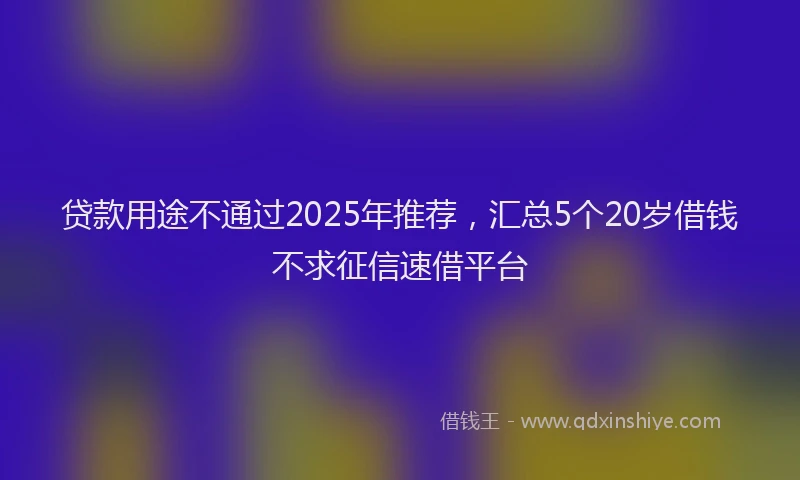 贷款用途不通过2025年推荐，汇总5个20岁借钱不求征信速借平台