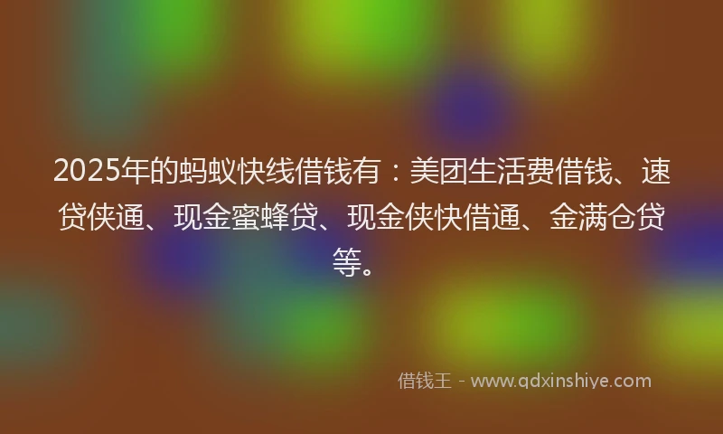 2025年的蚂蚁快线借钱有：美团生活费借钱、速贷侠通、现金蜜蜂贷、现金侠快借通、金满仓贷等。