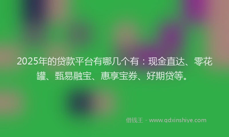 2025年的贷款平台有哪几个有：现金直达、零花罐、甄易融宝、惠享宝券、好期贷等。