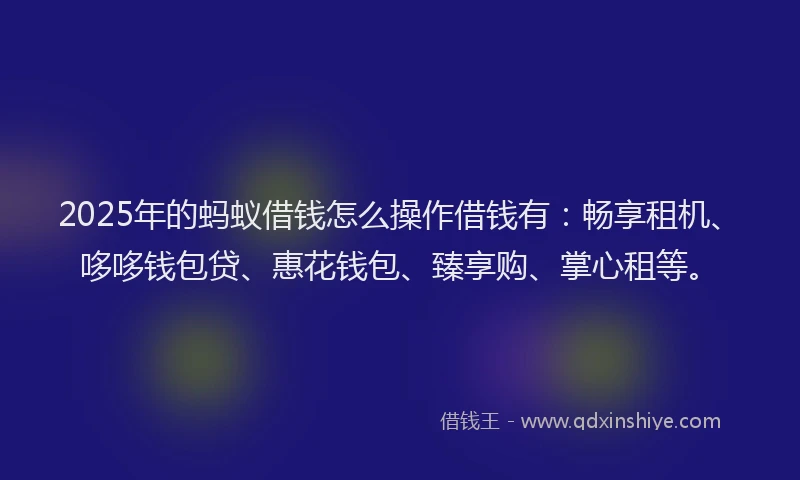 2025年的蚂蚁借钱怎么操作借钱有：畅享租机、哆哆钱包贷、惠花钱包、臻享购、掌心租等。