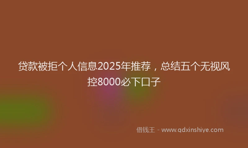 贷款被拒个人信息2025年推荐，总结五个无视风控8000必下口子
