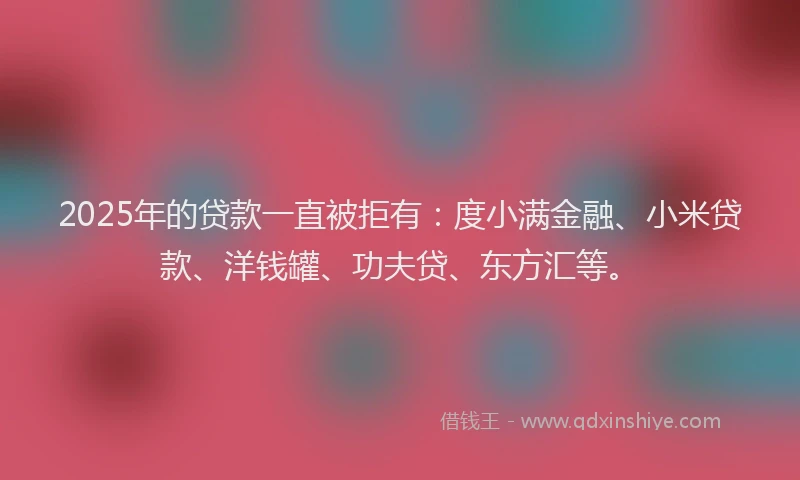 2025年的贷款一直被拒有：度小满金融、小米贷款、洋钱罐、功夫贷、东方汇等。