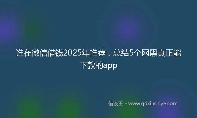 谁在微信借钱2025年推荐，总结5个网黑真正能下款的app