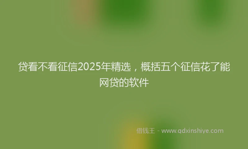 贷看不看征信2025年精选，概括五个征信花了能网贷的软件
