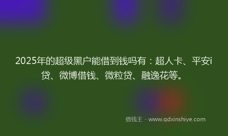 2025年的超级黑户能借到钱吗有：超人卡、平安i贷、微博借钱、微粒贷、融逸花等。