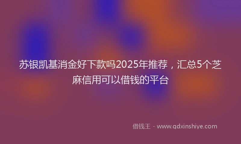 苏银凯基消金好下款吗2025年推荐，汇总5个芝麻信用可以借钱的平台