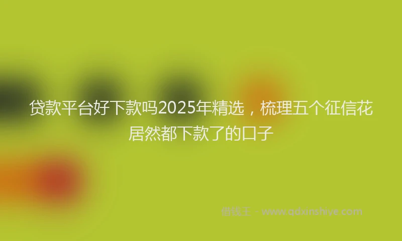 贷款平台好下款吗2025年精选，梳理五个征信花居然都下款了的口子