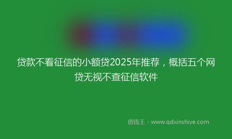 贷款不看征信的小额贷2025年推荐，概括五个网贷无视不查征信软件