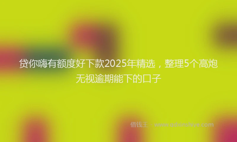 贷你嗨有额度好下款2025年精选，整理5个高炮无视逾期能下的口子