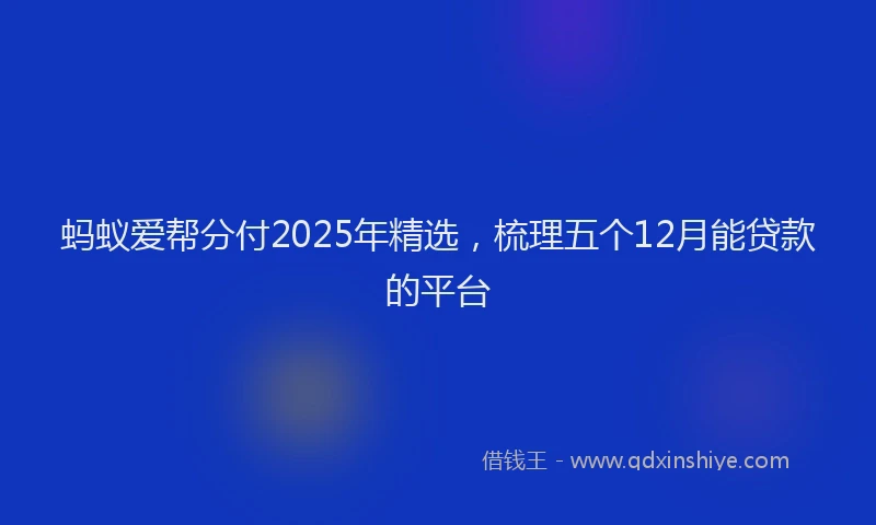 蚂蚁爱帮分付2025年精选，梳理五个12月能贷款的平台