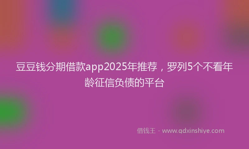 豆豆钱分期借款app2025年推荐，罗列5个不看年龄征信负债的平台