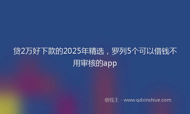 贷2万好下款的2025年精选，罗列5个可以借钱不用审核的app