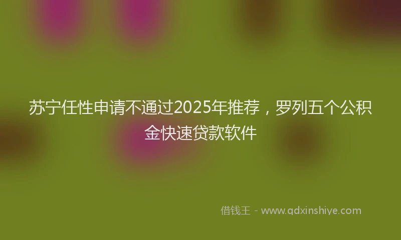 苏宁任性申请不通过2025年推荐，罗列五个公积金快速贷款软件