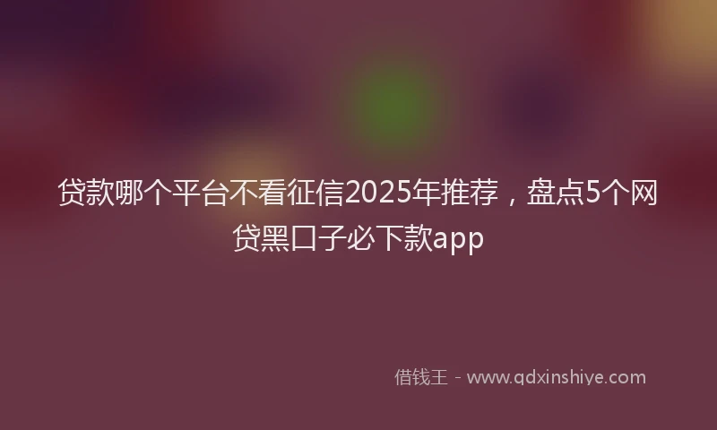 贷款哪个平台不看征信2025年推荐，盘点5个网贷黑口子必下款app