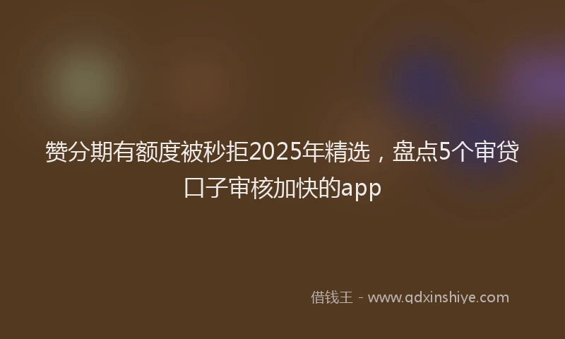 赞分期有额度被秒拒2025年精选，盘点5个审贷口子审核加快的app