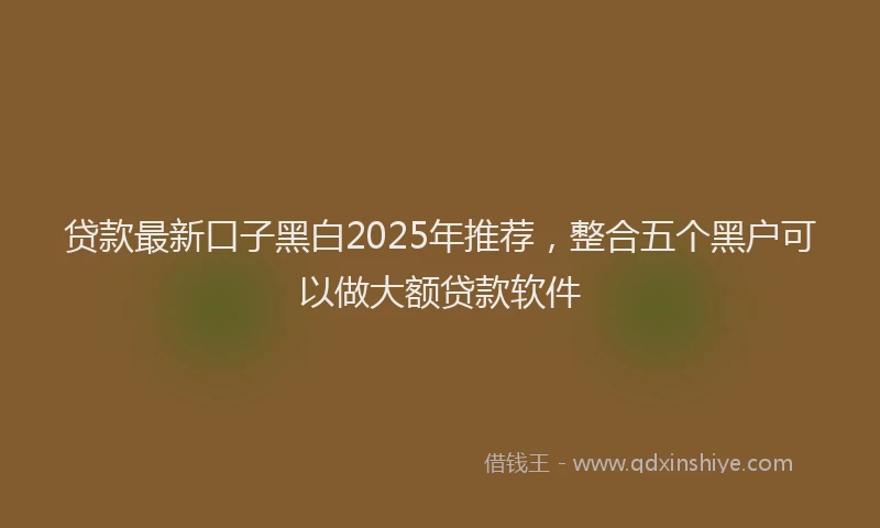 贷款最新口子黑白2025年推荐，整合五个黑户可以做大额贷款软件