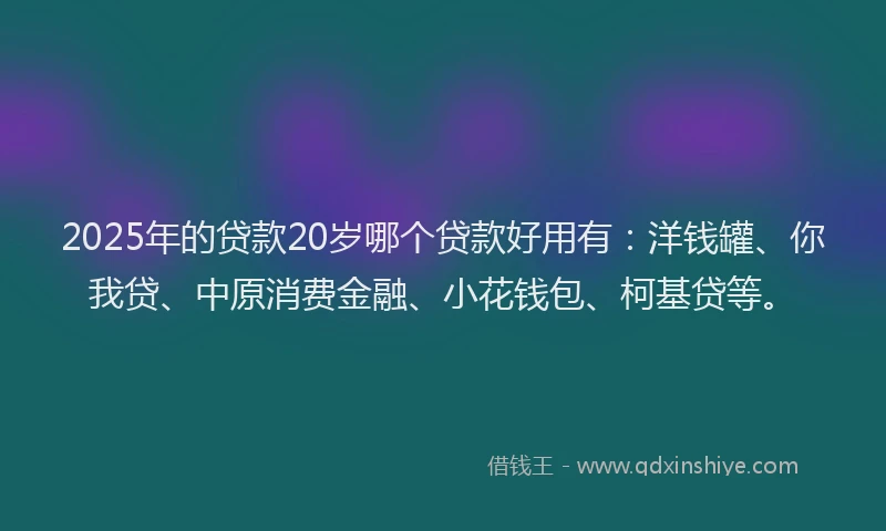 2025年的贷款20岁哪个贷款好用有：洋钱罐、你我贷、中原消费金融、小花钱包、柯基贷等。