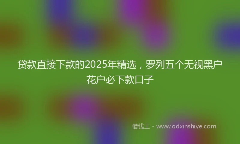贷款直接下款的2025年精选，罗列五个无视黑户花户必下款口子
