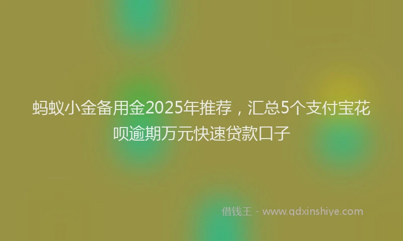 蚂蚁小金备用金2025年推荐，汇总5个支付宝花呗逾期万元快速贷款口子